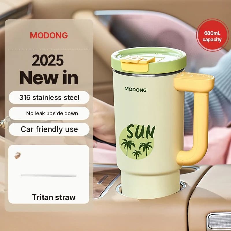 Tasse chauffante électrique portable avec intérieur en acier inoxydable 680ml