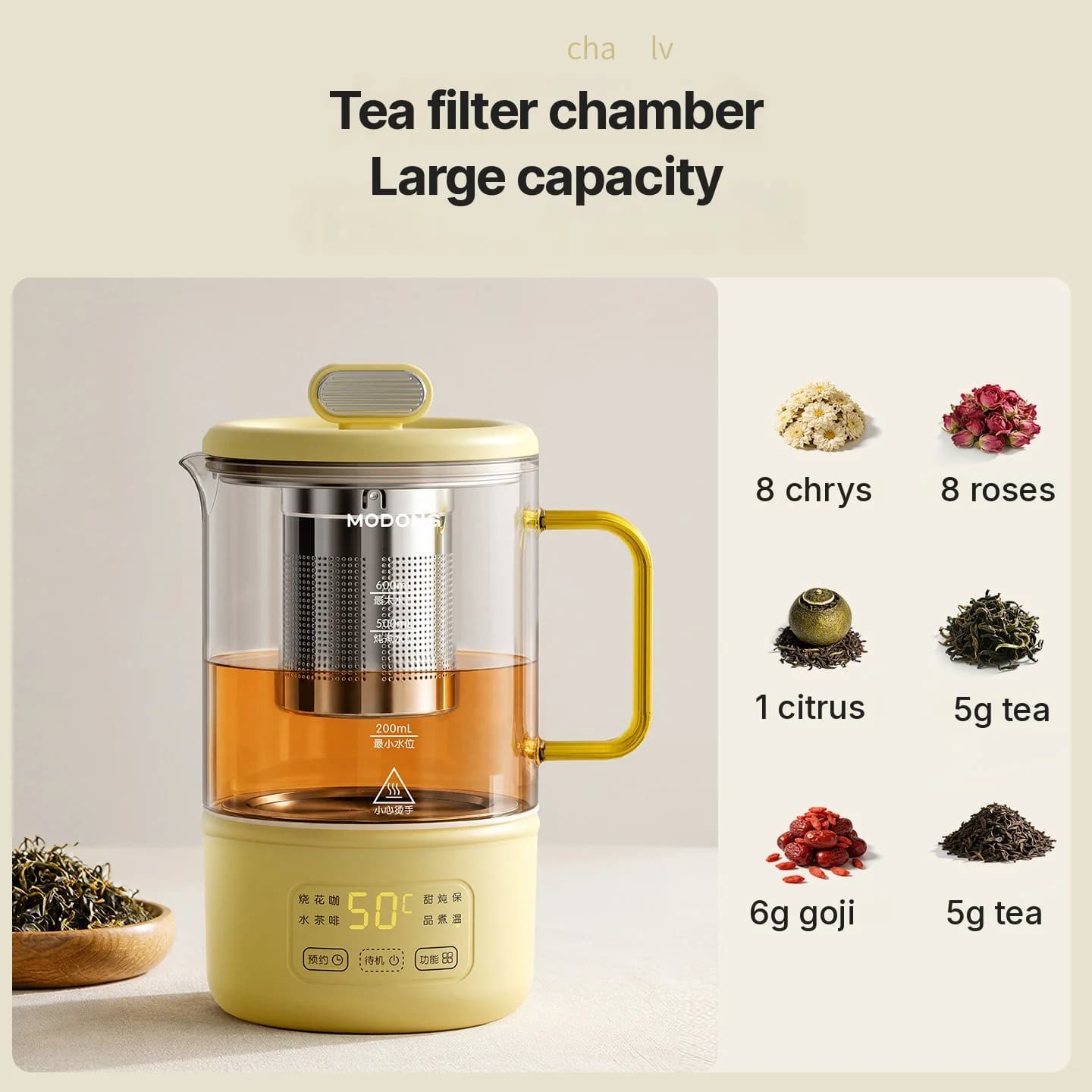 Tasse chauffante électrique en verre avec réglage de température pour lait bébé