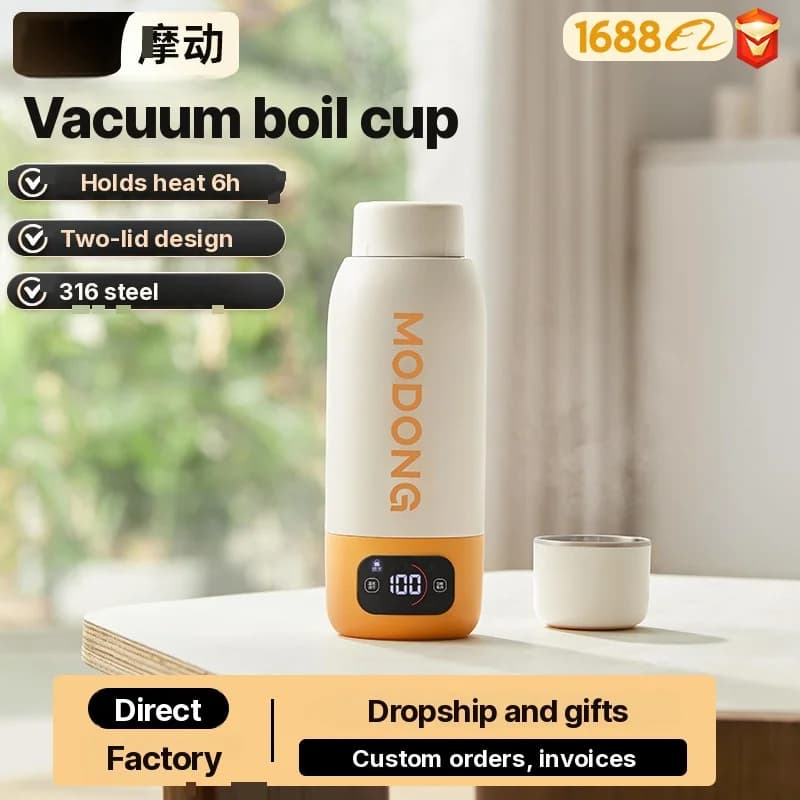 Tasse chauffante électrique portable 600ml, doublure 316, isotherme sous vide