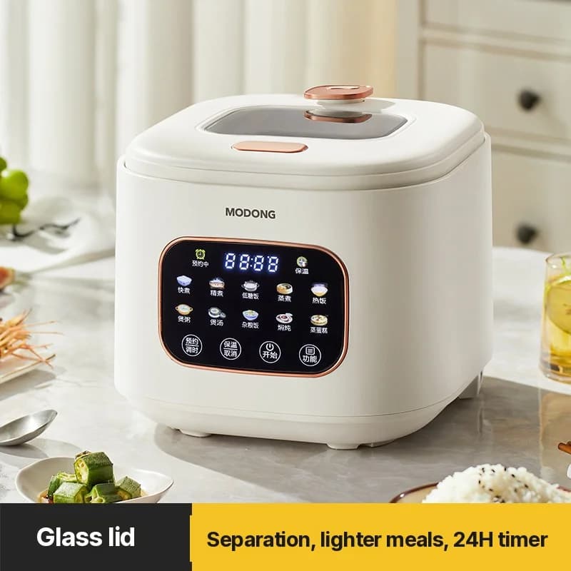 Cuiseur à riz électrique 3L avec fenêtre en verre et minuterie