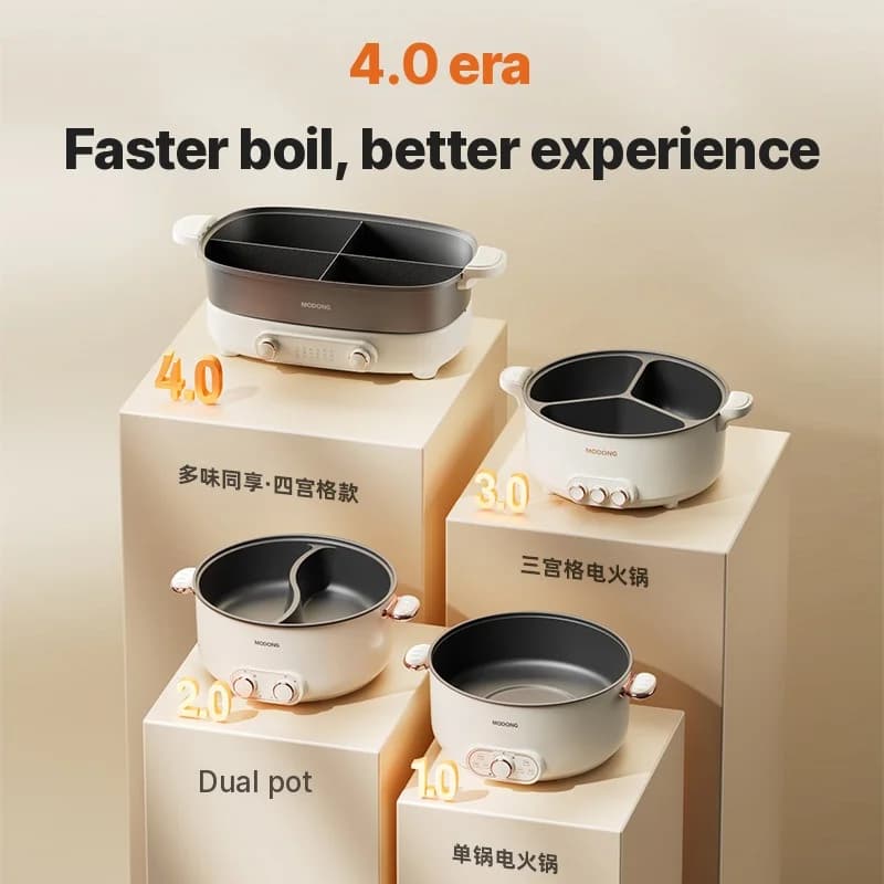 Casserole électrique 7 L avec séparateur ou quatre compartiments, 220 V, poêle divisée
