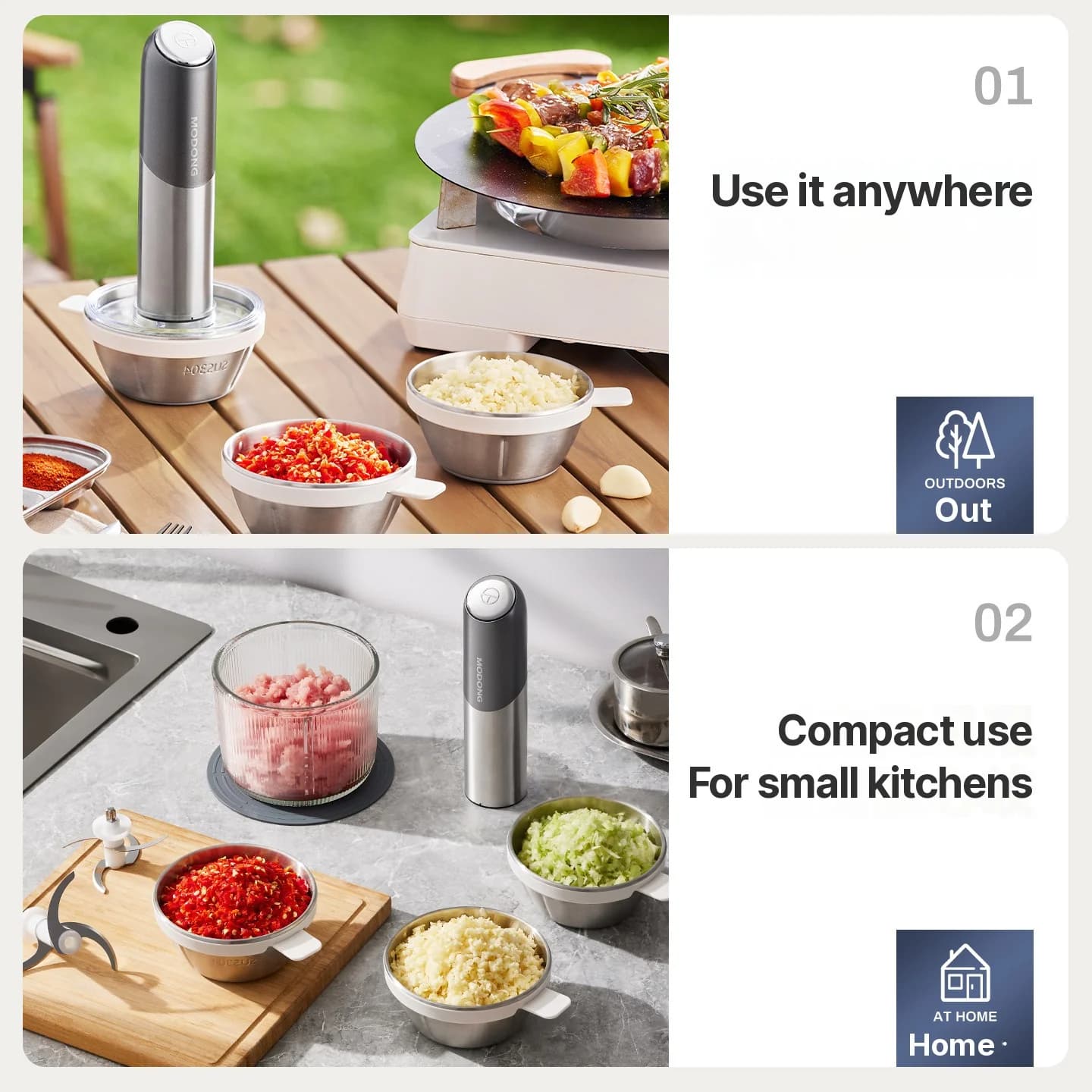 Hachoir électrique sans fil 100W Mini hachoir à ail