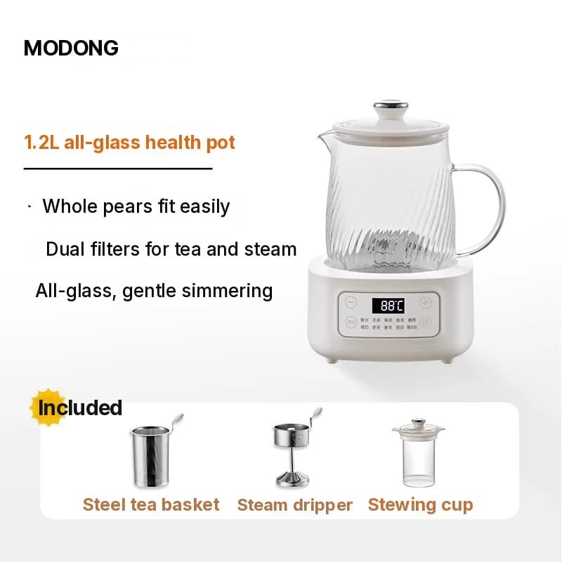 Bouilloire santé électrique en verre 1-1,5L commande tactile pour thé