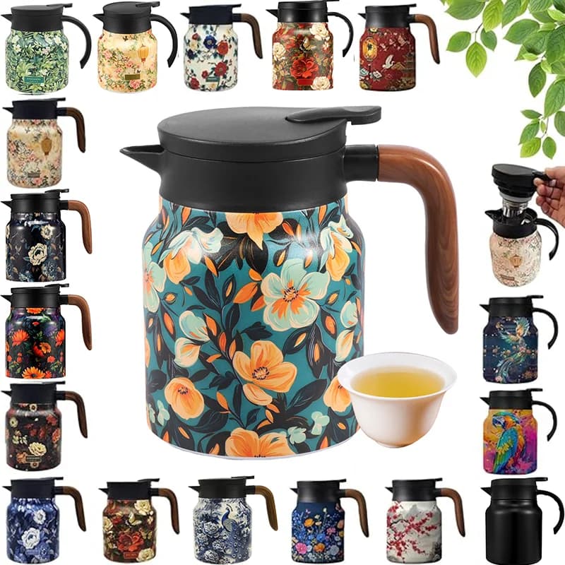 Service thermos à thé floral vintage